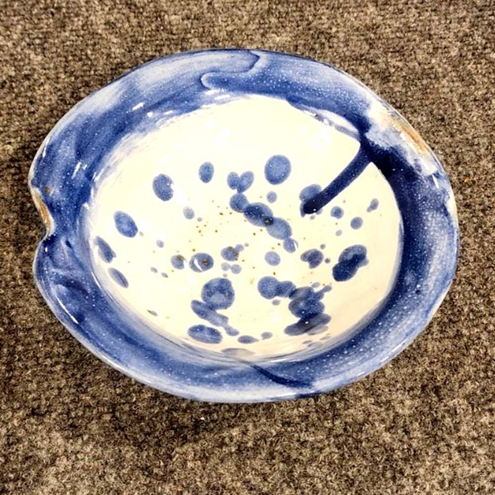 Handmade Ceramic Studio Art Bowl Brown Glaze Round Footed Dish